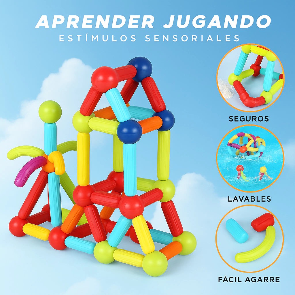 JUEGO DE CONSTRUCCIÓN MAGNÉTICA| 25-50-(100 piezas + regalo 🎁)